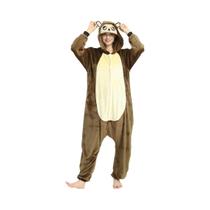 Pijama Unissex De Macacão De Flanela Marrom De Macaco Para Cosplay, Kigurumi De Inverno, Roupa De