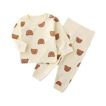 Pijama Unissex Para Bebês De 0 a 3 Anos, Cintura Alta, Estampa De Urso Fofo, Roupa De Dormir Para