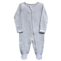 Pijama unissex Wonder Nation para bebê com zíper frontal para dormir e brincar - prematuro - Liso Cinza