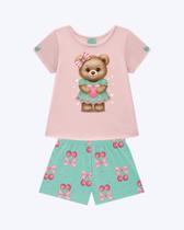 Pijama Ursinho Manga Curta Infantil Feminino Kyly 1001960 Pijama Ursinho Manga Curta Infantil Feminino Kyly 1001960