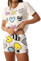Pijama Verão 100% Algodão Off Coração Empório Do Algodão