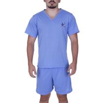 Pijama Verão Camisa Manga Curta Gola V Short Adulto Masculino Curto Davi