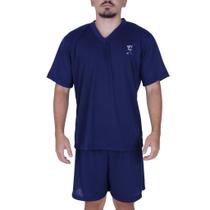 Pijama Verão Camisa Manga Curta Gola V Short Adulto Masculino Curto Davi