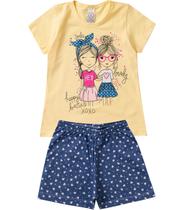 Pijama Verão Infantil Menina Kappes Amarelo