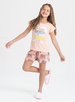 Pijama Verão Menina Infantil Pérola Blusa e Shorts Good Vibes