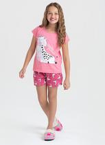 Pijama Verão Menina Infantil Rosa Blusa e Shorts Doces Sonhos