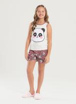 Pijama Verão Menina Natural Regata e Shorts Panda