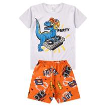 Pijama Verão Menino - Camiseta e Shorts - Dinossauro DJ