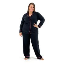 Pijama Victory Americano Plus Size Manga Longa com Calça Feminino