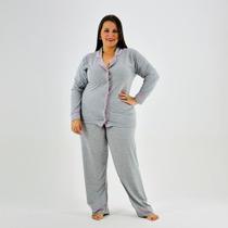 Pijama Victory Americano Plus Size Manga Longa com Calça Feminino Pijama Victory Americano Plus Size Manga Longa com Calça Feminino