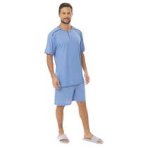 Pijama Victory Masculino Camiseta Com Botões Na Gola Liso Clássico Modelo Lord