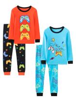 Pijama Vopawetty Boys, 4 peças de algodão, Natal, Halloween, 6 anos