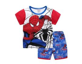 Pijama youenyou Little Boys Summer Spiderman 100% algodão