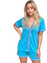 Pijamas americano blogueira aberto com botões amamentar gestação cirurgico