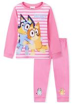 Pijamas Bluey Girls de 4 a 5 anos rosa de manga comprida, blusa e calça Pijamas Bluey Girls de 4 a 5 anos rosa de manga comprida, blusa e calça