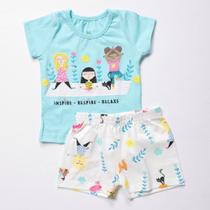 Pijamas Brandili Feminino Pijama para Bebê com Blusa e Short dos Amigos 34973.004