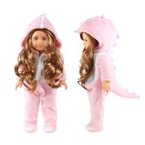 Pijamas Clothes Ywkis Onesie para boneca de 18 polegadas e dinossauro Pijamas Clothes Ywkis Onesie para boneca de 18 polegadas e dinossauro