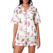 Pijamas de botas Yiulangde Cute Western Cowboys para mulheres Y2k, conjuntos de pijamas de 2 peças, pijamas preppy, coquete, manga curta, conjunto de pijamas