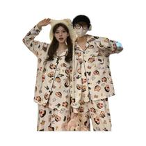 Pijamas De Casal plus Size De Manga Longa Com Estampa Do Cartoon Crayon Shin Chan Para Homens E