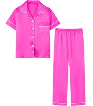 Pijamas de cetim para meninas Umeyda, pijamas de seda, 7 a 8 anos, rosa