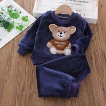 Pijamas De Flanela Para Meninas E Meninos Com Estampa De Urso Cartoon Conjuntos De Roupa De Casa