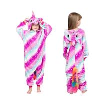 Pijamas De Inverno Para Meninas, Macacão De Pelúcia Com Capuz De Unicórnio Roxo, Roupa De Dormir