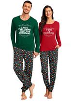 Pijamas de Natal YZMI Matching Sets para casais Green M Pijamas de Natal YZMI Matching Sets para casais Green M