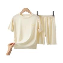 Pijamas De Seda Para Crianças, Conjunto De Verão Com Manga Curta E Calças Curtas, 2 Peças Para Pijamas De Seda Para Crianças, Conjunto De Verão Com Manga Curta E Calças Curtas, 2 Peças Para