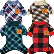 Pijamas de veludo xadrez XPUDAC para cães e gatos pequenos (pacote com 4) Pijamas de veludo xadrez XPUDAC para cães e gatos pequenos (pacote com 4)
