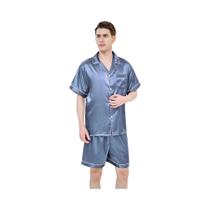 Pijamas De Verão Masculinos Em Seda Gelada, Conjunto De Roupas Casuais Finas Com Manga Curta