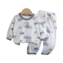 Pijamas De Verão Para Bebês Com Calças De Algodão De Manga Longa, Roupas Finas Para Casa, Conjunto