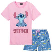 Pijamas Disney Stitch Girls de 2 peças, roupa de dormir, de 7 a 14 anos Pijamas Disney Stitch Girls de 2 peças, roupa de dormir, de 7 a 14 anos