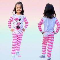 Pijamas femininos infantil menina pijama infantil menina manga longa algodao