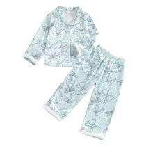 Pijamas Fsadfeas para crianças e meninas, manga curta/longa, seda acetinada Pijamas Fsadfeas para crianças e meninas, manga curta/longa, seda acetinada