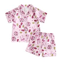 Pijamas Fsadfeas para crianças e meninas, manga curta, seda, verão 6-7Y Pijamas Fsadfeas para crianças e meninas, manga curta, seda, verão 6-7Y