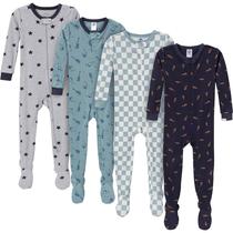 Pijamas Gerber 4 unidades com pés em algodão para 12 meses