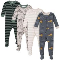 Pijamas Gerber Baby Boys Footed, pacote com 4 ursos e caminhões, 9 milhões Pijamas Gerber Baby Boys Footed, pacote com 4 ursos e caminhões, 9 milhões