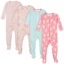 Pijamas Gerber Baby Girls Love Lhamas Pink 24 meses, pacote com 4