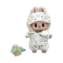 Pijamas Mini Kawaii Labubu Com Máscara Para Os Olhos 15-17cm Acessórios De Boneca Plush Três Peças