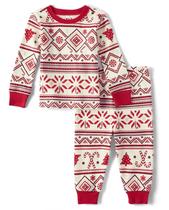 Pijamas navideñas de algodón para bebé de The Children's Place en rojo