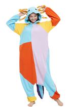Pijamas onesie DELEY Adult Animal Axolotl em cores contrastantes