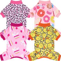 Pijamas para cães XPUDAC Plaid para cães e gatos pequenos, pacote com 4 Pijamas para cães XPUDAC Plaid para cães e gatos pequenos, pacote com 4