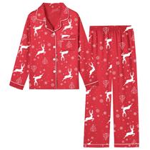 Pijamas Schbbbta femininos acetinados e sedosos para dormir Christmas GG