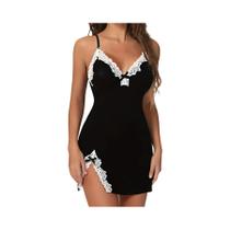 Pijamas Sexy Femininos Sem Mangas Em Renda De Seda Com Decote Em V, Lingerie, Camisola, Roupa De