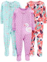 Pijamas Simple Joys by Carter's Girls, pacote com 3, 12 meses, algodão Pijamas Simple Joys by Carter's Girls, pacote com 3, 12 meses, algodão