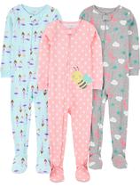 Pijamas Simple Joys da Carter's Girls 24 meses, pacote com 3 pacotes de algodão Pijamas Simple Joys da Carter's Girls 24 meses, pacote com 3 pacotes de algodão