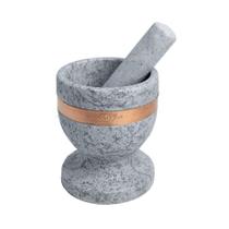 Pilão Almofariz Socador Gigante Pedra Sabão e Cobre 14x18cm