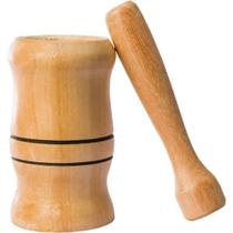 Pilão c/ Socador em Madeira Reflorestada Socador Alho Ideal p Preparar os Temperos do Dia a Dia - 99
