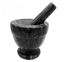 Pilão com Socador em Mármore Preto 10,5x10,5cm - Dynasty