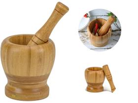 Pilão de Bambu Grande com Socador - 10x10cm Pilão de Bambu Grande com Socador - 10x10cm